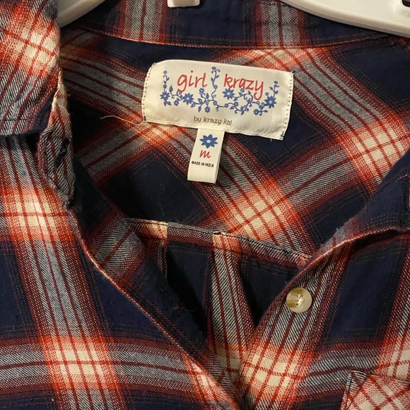 Navy and red long sleeve shirt - Picture 2 of 2